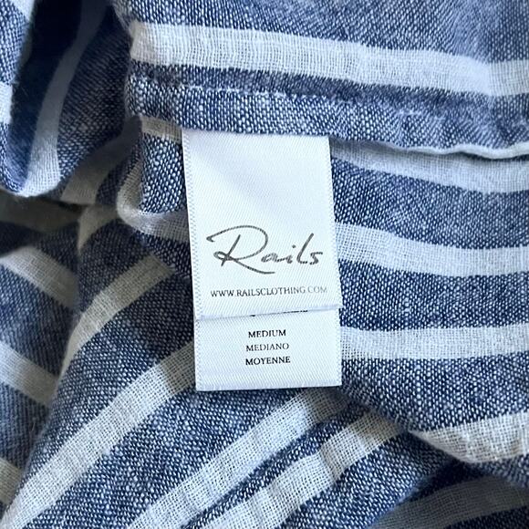 Rails Lily Top Striped Linen Blend Fisherman Core Tunic Parisian Blue Medium - Picture 9 of 10